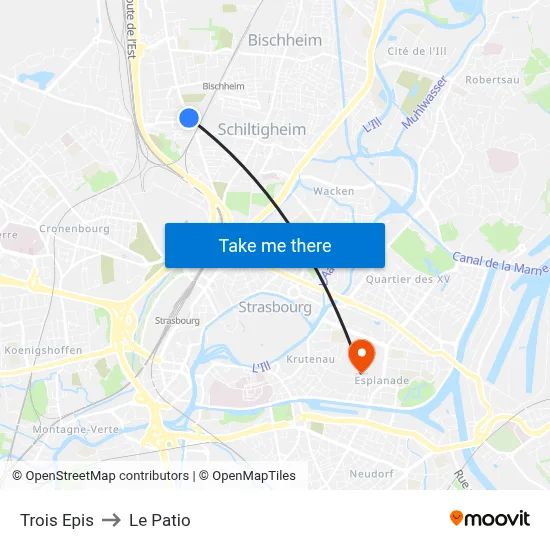 Trois Epis to Le Patio map