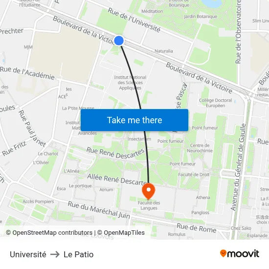 Université to Le Patio map