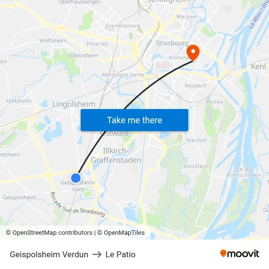 Geispolsheim Verdun to Le Patio map