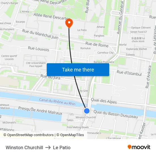 Winston Churchill to Le Patio map