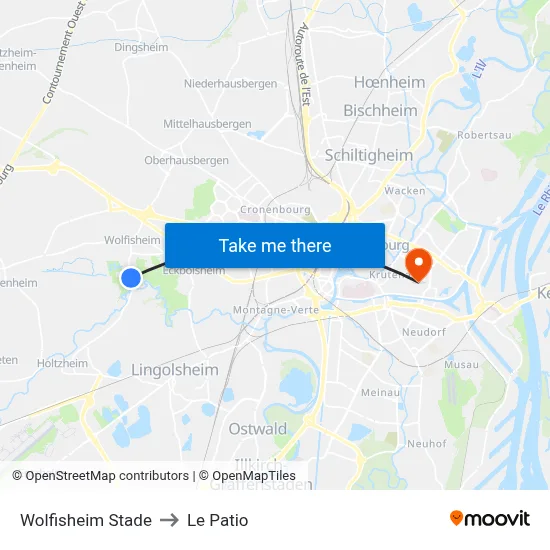 Wolfisheim Stade to Le Patio map