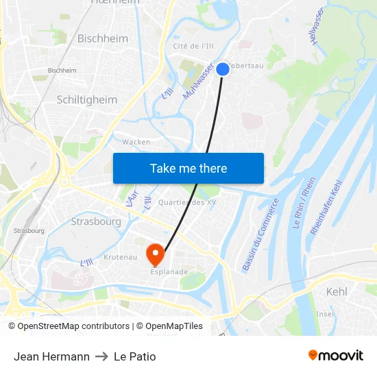 Jean Hermann to Le Patio map