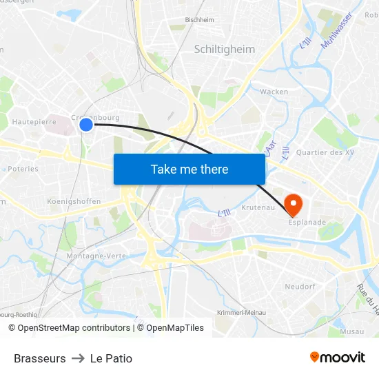 Brasseurs to Le Patio map