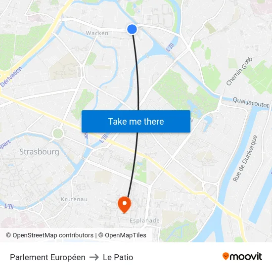 Parlement Européen to Le Patio map