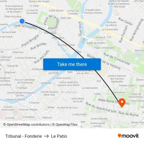 Tribunal - Fonderie to Le Patio map