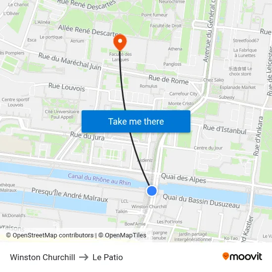 Winston Churchill to Le Patio map