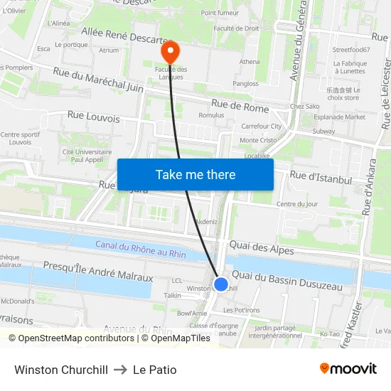 Winston Churchill to Le Patio map