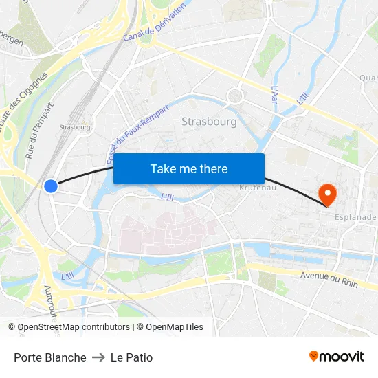 Porte Blanche to Le Patio map