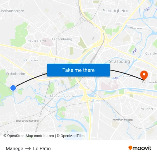 Manège to Le Patio map