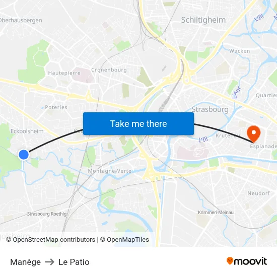 Manège to Le Patio map