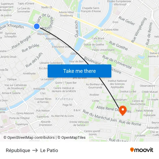 République to Le Patio map