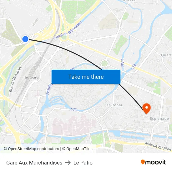 Gare Aux Marchandises to Le Patio map