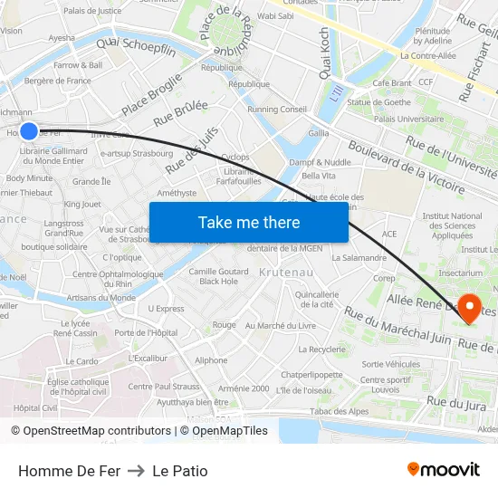 Homme De Fer to Le Patio map