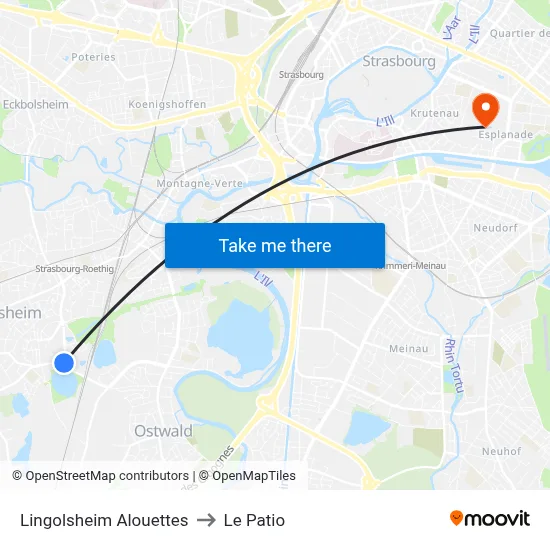 Lingolsheim Alouettes to Le Patio map