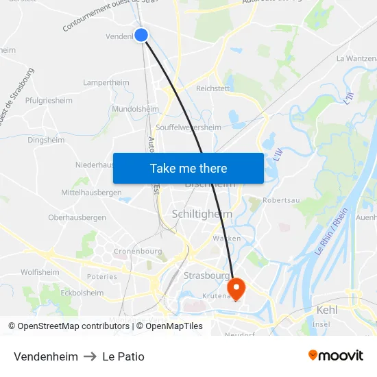 Vendenheim to Le Patio map