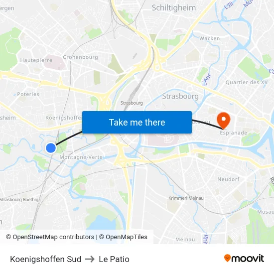 Koenigshoffen Sud to Le Patio map