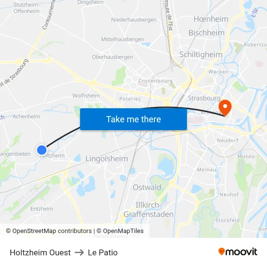 Holtzheim Ouest to Le Patio map