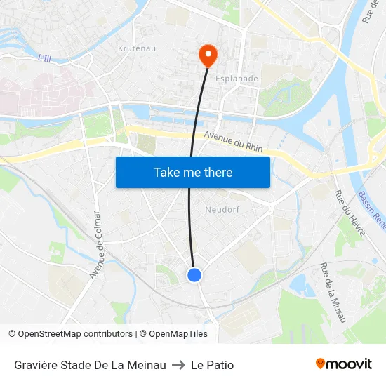 Gravière Stade De La Meinau to Le Patio map