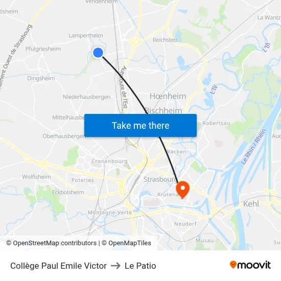 Collège Paul Emile Victor to Le Patio map