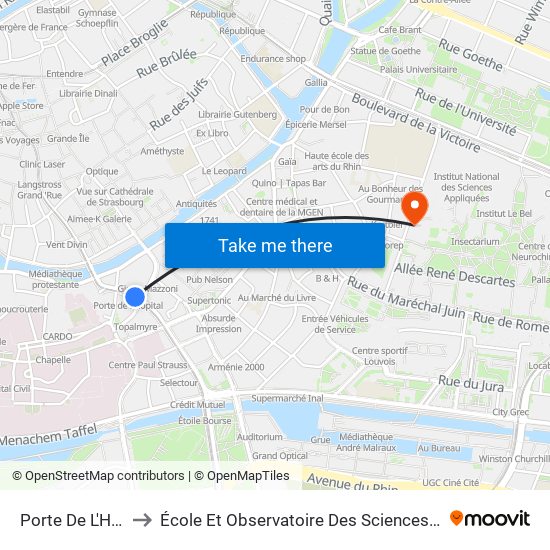 Porte De L'Hôpital to École Et Observatoire Des Sciences De La Terre map