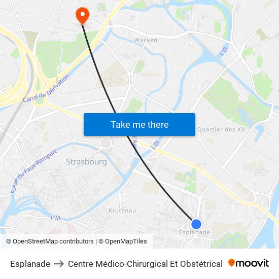 Esplanade to Centre Médico-Chirurgical Et Obstétrical map