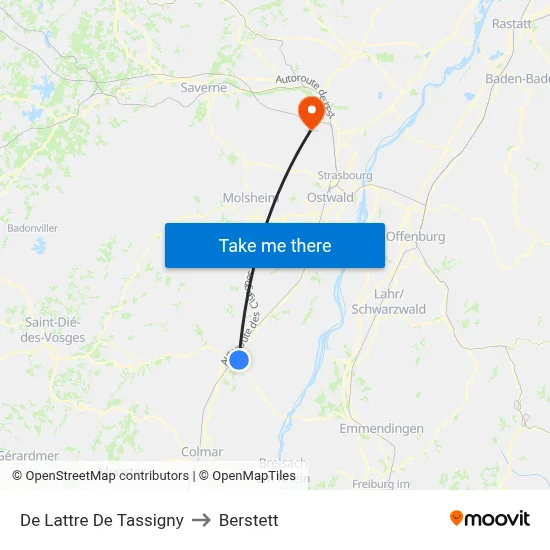 De Lattre De Tassigny to Berstett map