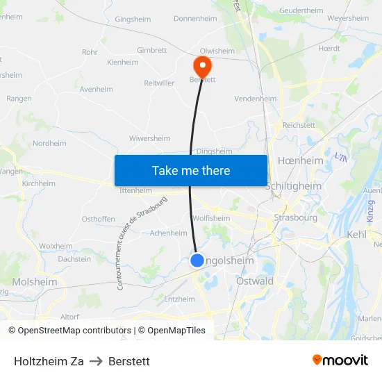 Holtzheim Za to Berstett map