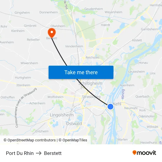Port Du Rhin to Berstett map
