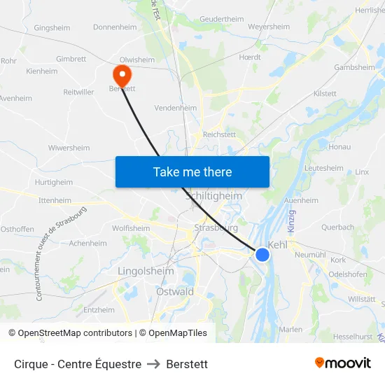 Cirque - Centre Équestre to Berstett map