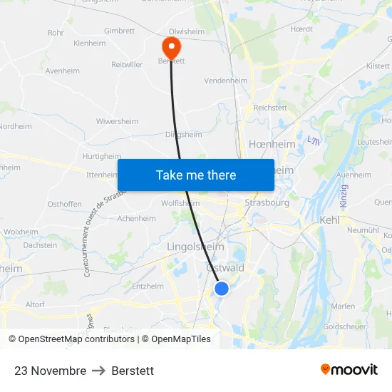 23 Novembre to Berstett map