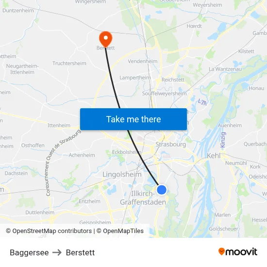 Baggersee to Berstett map
