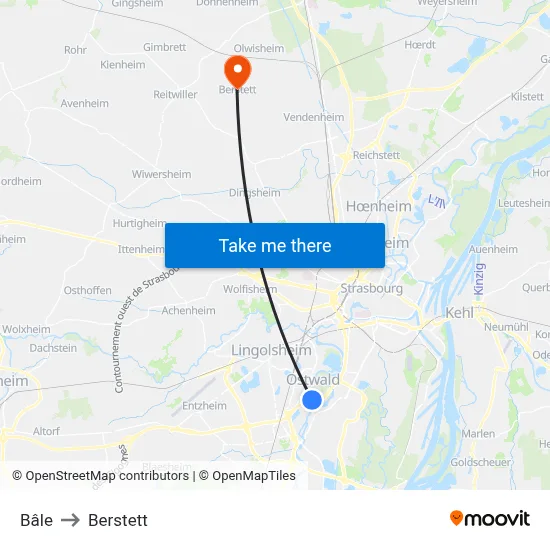 Bâle to Berstett map