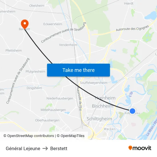 Général Lejeune to Berstett map