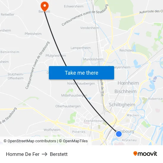Homme De Fer to Berstett map