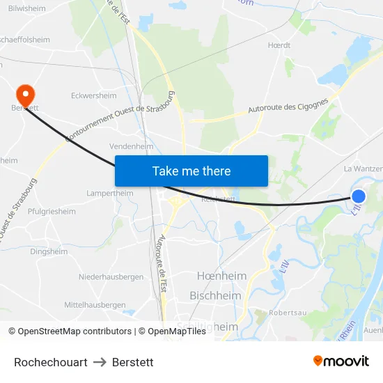 Rochechouart to Berstett map