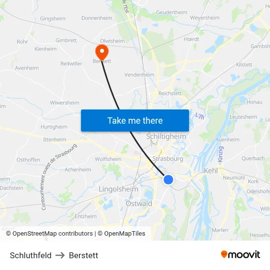 Schluthfeld to Berstett map