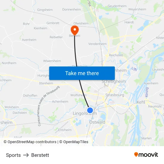 Sports to Berstett map
