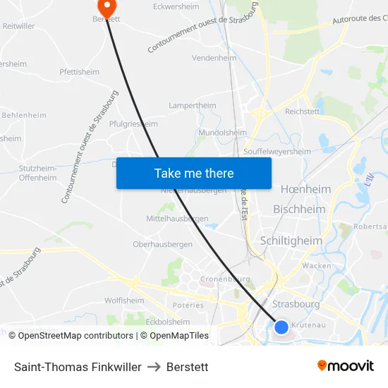 Saint-Thomas Finkwiller to Berstett map