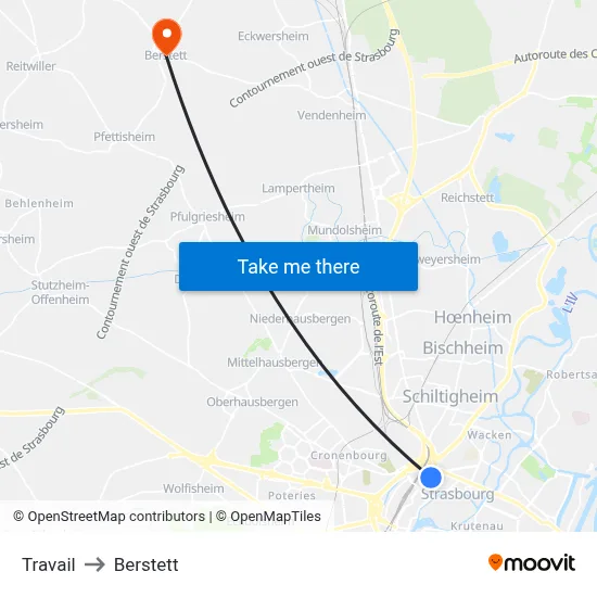 Travail to Berstett map