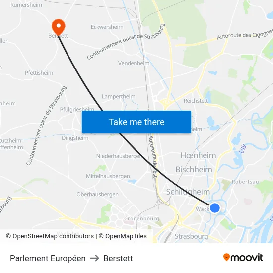 Parlement Européen to Berstett map