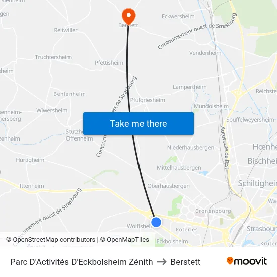 Parc D'Activités D'Eckbolsheim Zénith to Berstett map