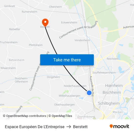 Espace Européen De L'Entreprise to Berstett map