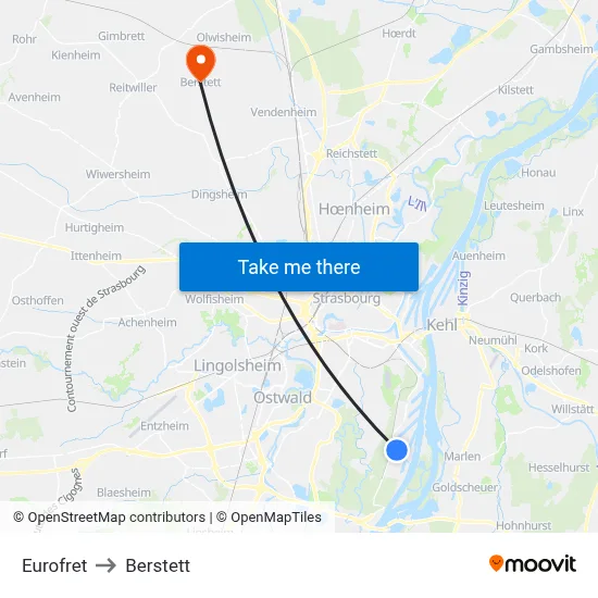 Eurofret to Berstett map