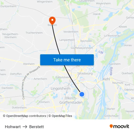 Hohwart to Berstett map