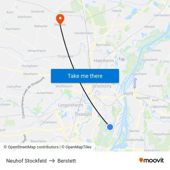 Neuhof Stockfeld to Berstett map