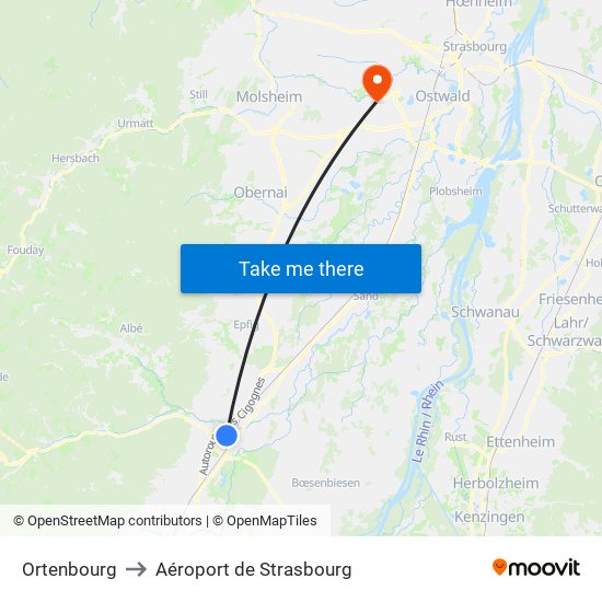 Ortenbourg to Aéroport de Strasbourg map