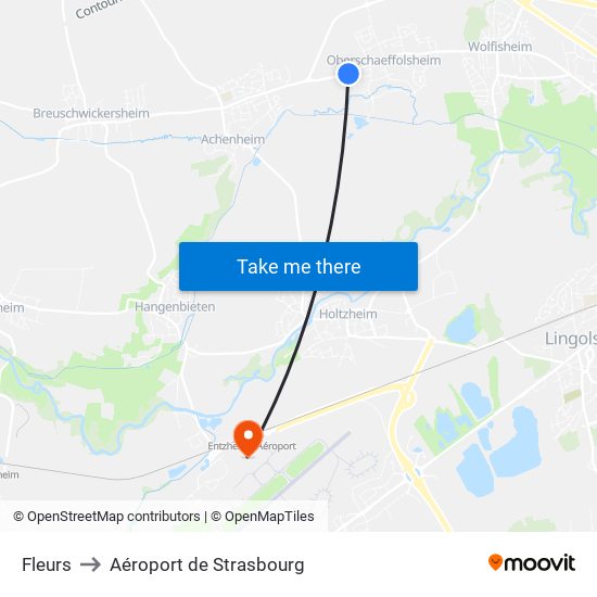 Fleurs to Aéroport de Strasbourg map
