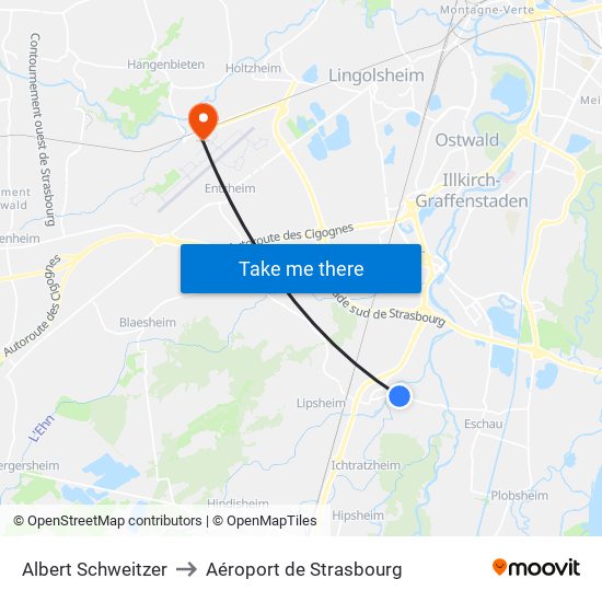 Albert Schweitzer to Aéroport de Strasbourg map