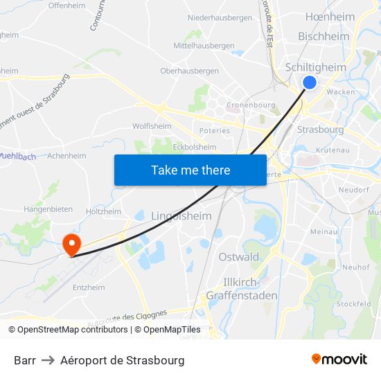 Barr to Aéroport de Strasbourg map