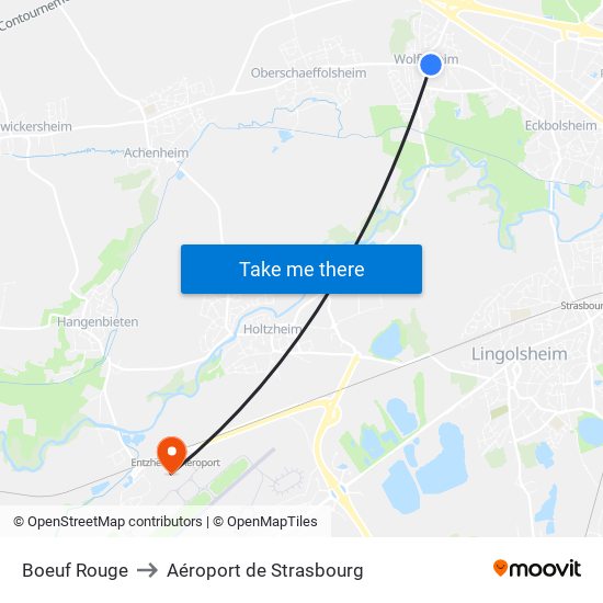 Boeuf Rouge to Aéroport de Strasbourg map